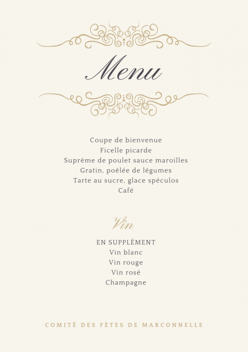 Menu soirée cabaret